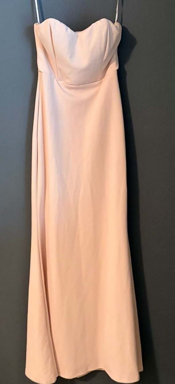 Lulus Blush Pink Strapless Maxi Dress Formal Wedding Guest Bridesmaid Gown, S